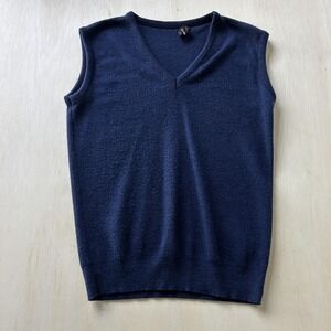 Vintage Dimension By Milford Sweater Vest Mens Medium Blue V Neck Knit Made USA